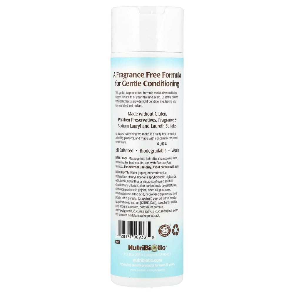 NutriBiotic Everyday Pure Conditioner, Fragrance-Free, For All Hair Types, 296ml (10fl oz)