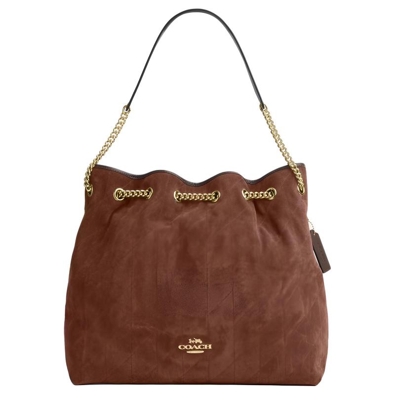 

COACH Evelyn36 brand logo classic cowhide shoulder bag large size women s brown коричневий