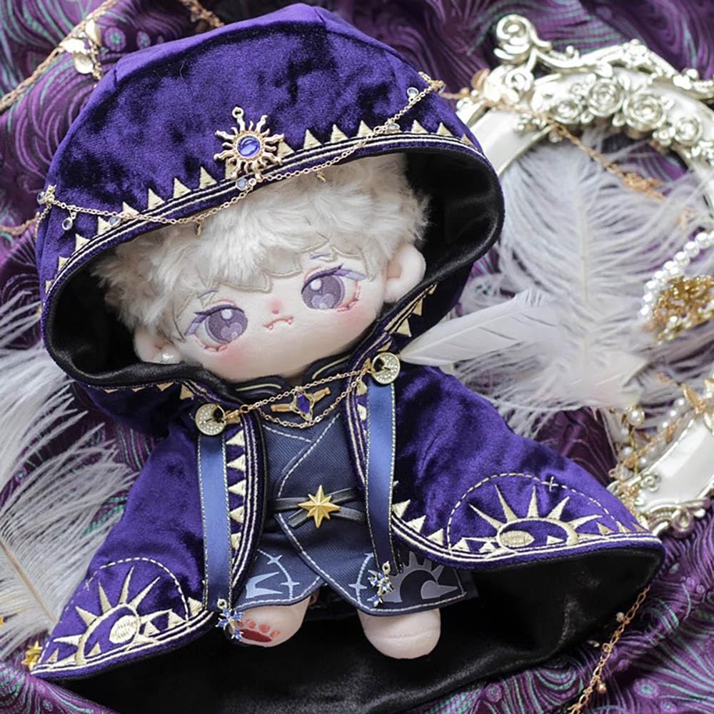 Niannyyhouse Plush Magic Cotton Doll 10cm/20cm Clothes, Robe, Belt, Cloak, Clothes, Dress-Up (Black, 20cm)