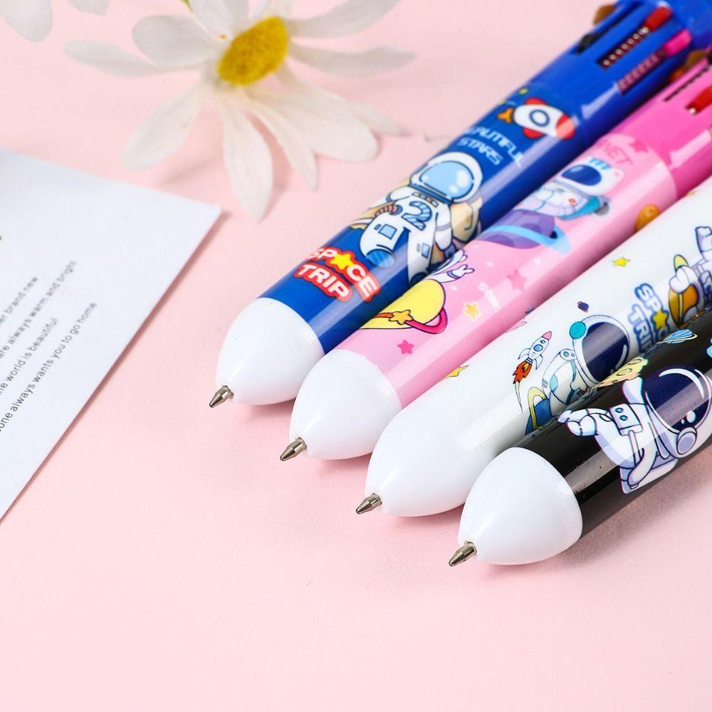 Quick Dry 10 Colors Ballpoint Pen Astronaut Multicolored Pen Writing Signing