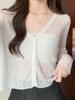 Dámský letní kardigan z ledového hedvábí s ochranou proti slunci s tílkem a tylovou šálou - Tenký styl krátká bunda top