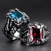 New Gothic Vintage Crystal Zircon Dragon Claw Ring for Men Gram Biker Punk Rock Hip Hop Opening Rings Cool Jewelry