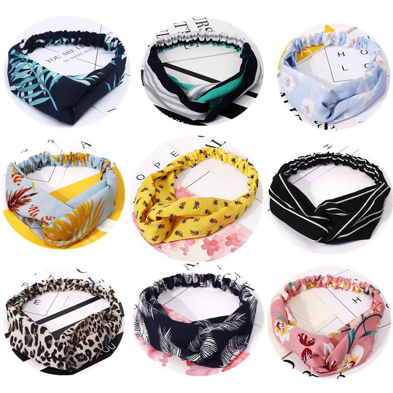 Kvinners Pannebånd Mote Jenter Bohemsk Trykt Kryss Hårbånd Vintage Turban Hårstrikker Bandana Hodeplagg Tilbehør scrunchie