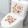 2PCS Painted Flower Bathroom Toilet Stickers Home Wall Waterproof Wall Stickers