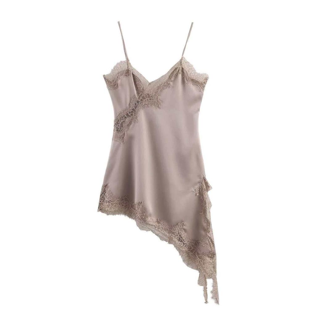 European & American Style Women's Lace Patchwork Asymmetrical Dress - Hot Selling Temperament