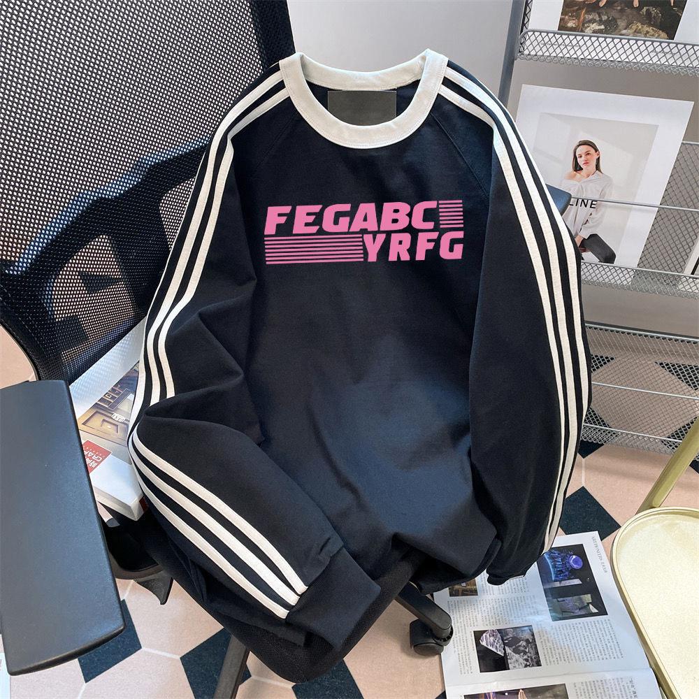 

Трендовая женская толстовка оверсайз с длинным рукавом и тремя полосками в стиле ретро - издание Осень 2024 XL