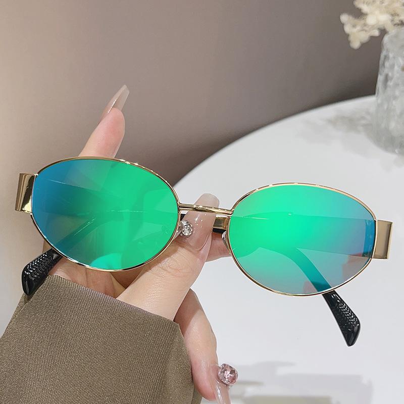 

Sunglasses Women S Personality Oval Metal Sunglasses High Sense Large Frame Glasses Men Regular