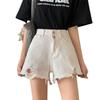 Korean Style High Waist Ripped Denim Shorts - Button-Up, Loose A-Line, Trendy Summer Fit for Women