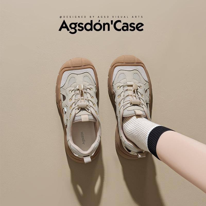 Augustine platform hollow sports sandals women's 2025 new summer ugly cute big head mesh casual dad shoes