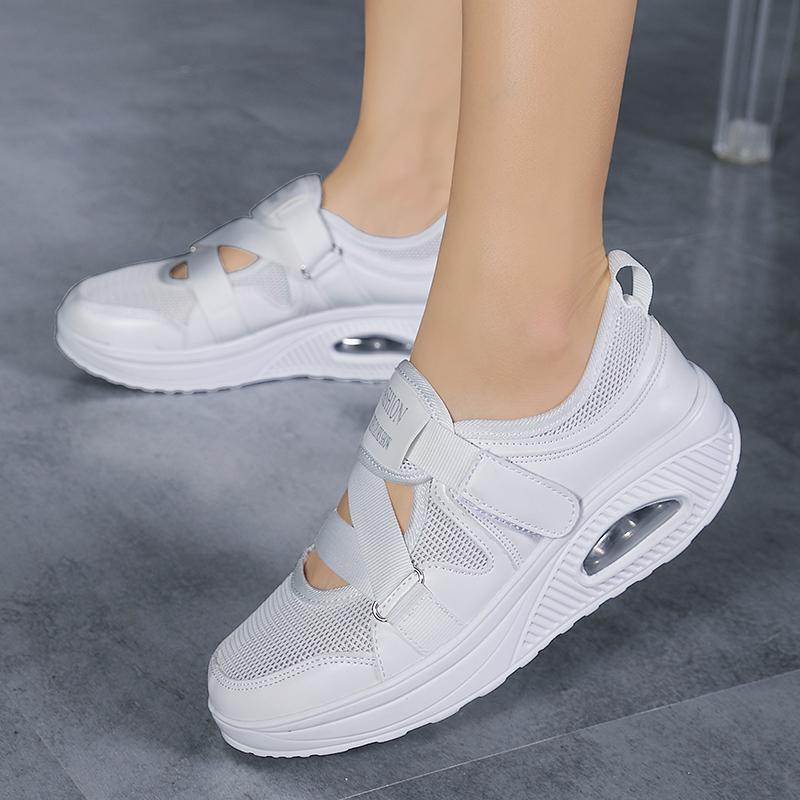 Buckle Rocking Shoes Air Cushion Casual Sports Shoes Breathable Walking Shoes Mom Shoes Elderly Shoes