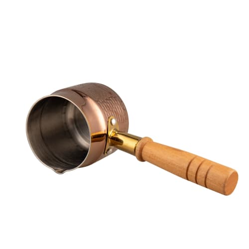 IMEEA Milk Pan, Saucepan, 18-10 Stainless Steel, Induction Compatible, 400ml, with Spout, Antique Gold