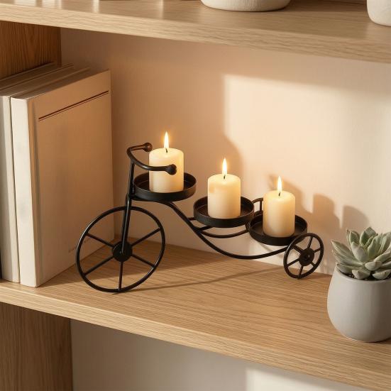 Yangyizhi Bicycle Shape Candle Holder, Nordic Style Candlestick, Metal Holder for Scented Candles Tealights, Romantic Home Decor Wedding Gift