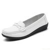 Women's Soft sole Leather shoes New Casual Round head Loafers Female White mom Flats Lightweight ladies shoes Zapatos De Mujer
