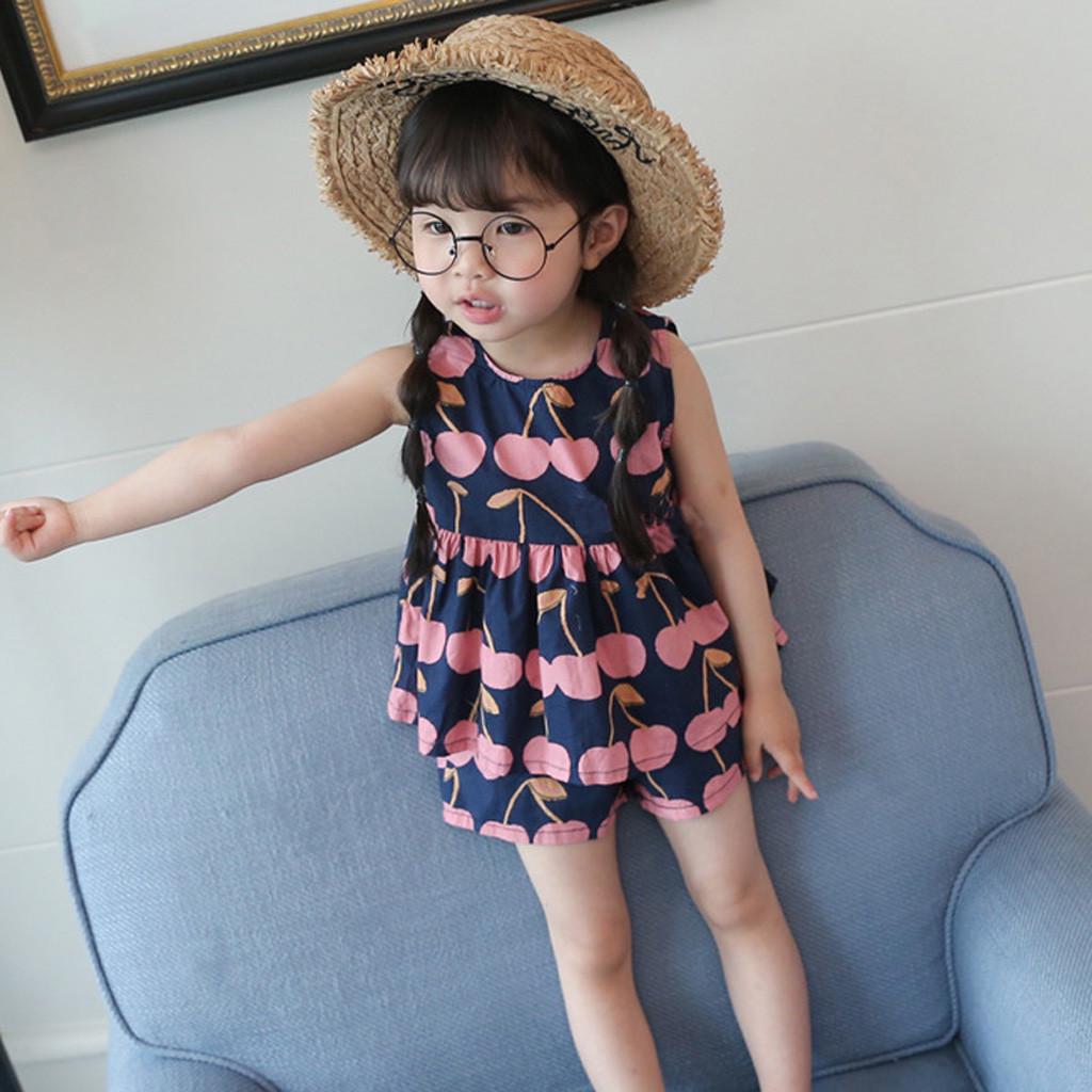 Fruit Print Patchwork Ruffled Tops 