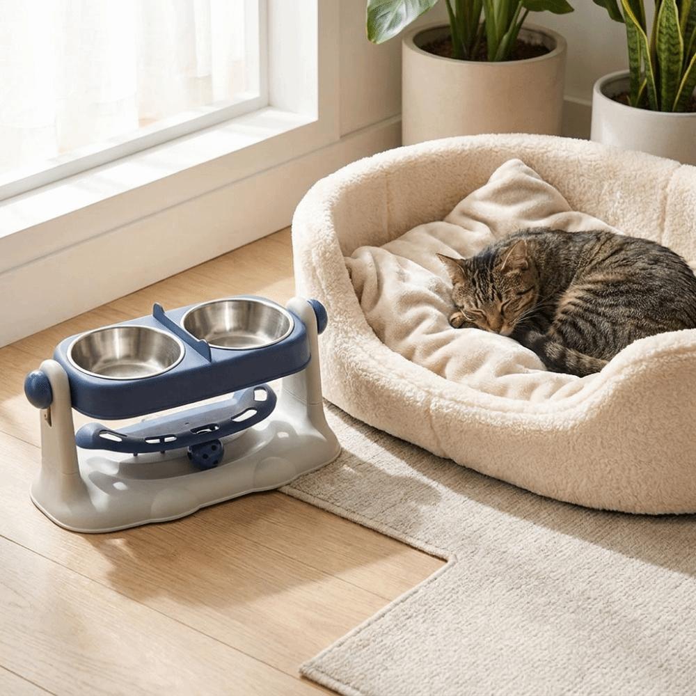 Anti-Tipping Neck Support Pet Bowl Removable Feeder Bowl Cute Cat Water Bowl for Pets Cats Dogs