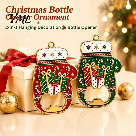 Decorative Magnetic Tool for Fridge Christmas Glove Bottle Opener, Shape Remover with Backing, Holiday Kitchen Gadget Accessories Durable Zinc