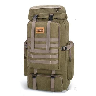 80LClimb Bag Tactical Canvas Backpacks Large Backpack Outdoors Hiking Camping Travel Bags Fishing Rod Bag
