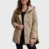 Herbst Winter Mode Jacke Mantel Damen Parkas Freizeit Gewellter Rand Kapuze Baumwolle Gepolsterter Mantel Gitter Muster Oberbekleidung