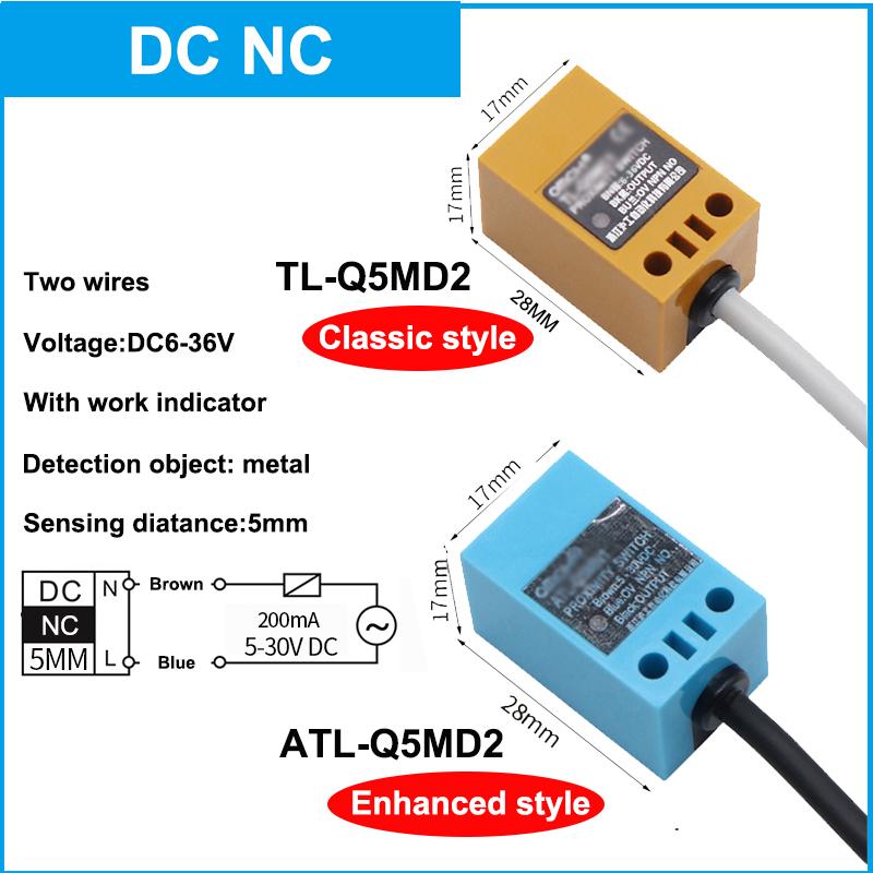 Waterproof Inductive Metal Proximity Switch Square Sensor TL-Q5M NPN PNP NO NC DC 6-36V AC90-250V