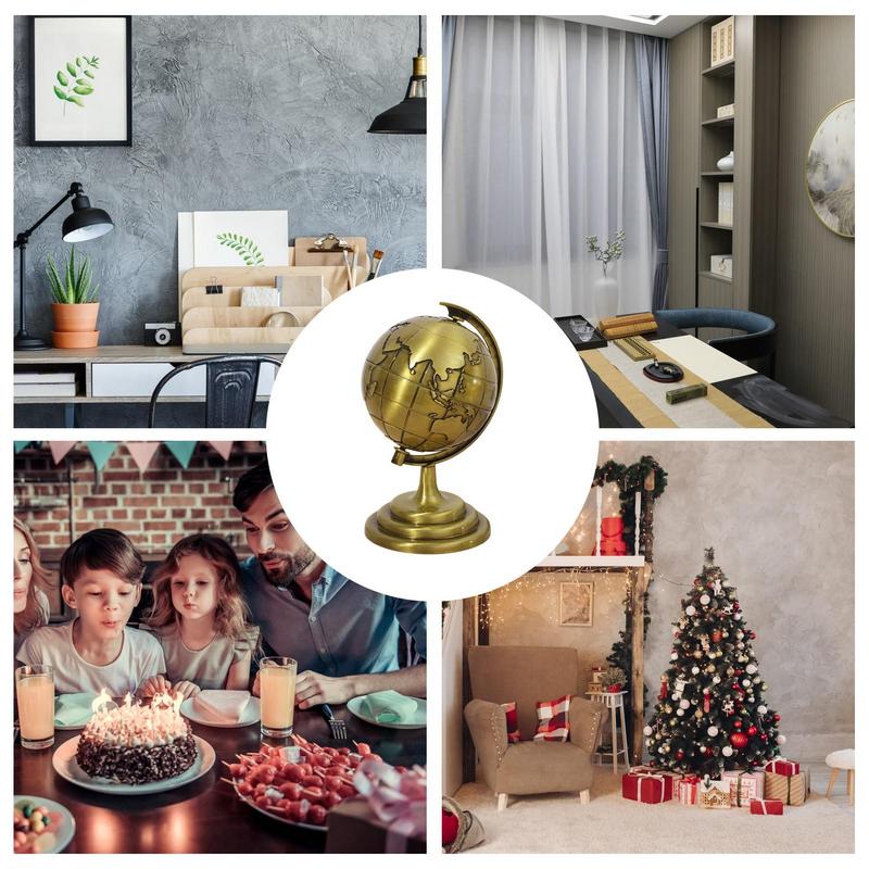 Luxury Office Decor Ornaments Vintage World Globe Metal Decorative Crafts Modern Home Living Room Study Desk Decorations