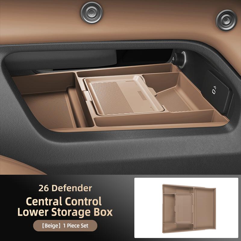 For Land Rover Defender 2025 2026 Central Control Storage Box Double Layer Waterproof Anti-Slip Car Organizer with Privacy Cover