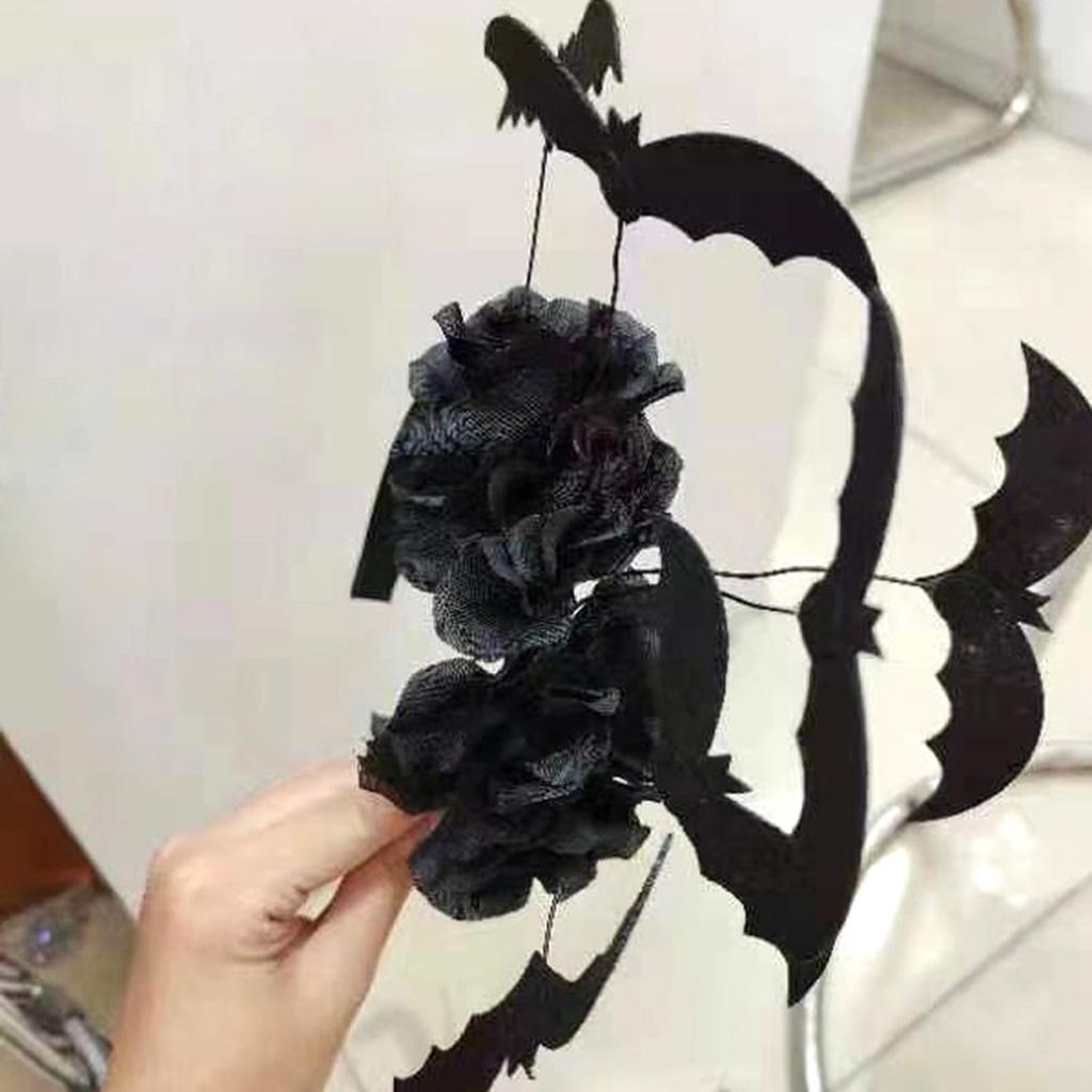 Cute Bat&Flower Decor Hair Hoop Women Spa Wash Face Makeup Headband for Photoshoots Party Hair Accessories