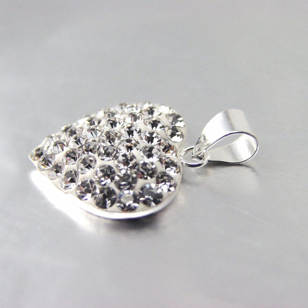 Les Trésors De Lily [F6126] - Biały srebrny wisiorek „Love Crystal”