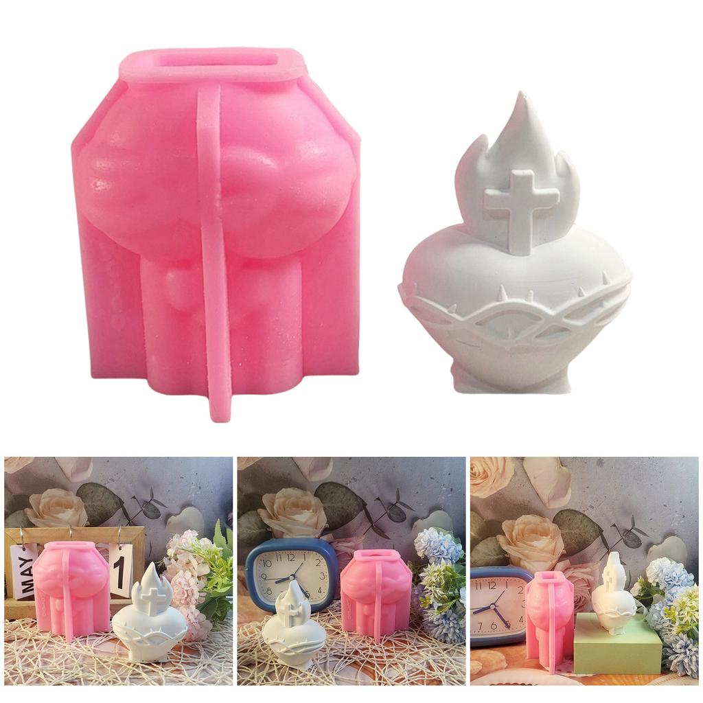 Flexible Silicone Mold Candle Moulds 3D Heart Pattern Resin Mold Handmade Art Supplies Suitable for Room Decorations