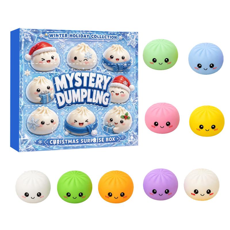 2026 Christmas Advent Calendar Mystery Dumpling Blind Box 24 Day Countdown Squeeze Sensory Fidget Holiday Gift Set