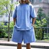 Sommer Herren Set Japanischer Stil Übergröße Lässig Locker Sportanzug Kurzarm T-Shirt Shorts Zweiteiler Herrenbekleidung