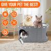 Cat House for Indoor Cats, Double Layer Cat Bed Cave, Large Space Cat Enclosed Bed for Home, Easy Assembly (Grey, Large)