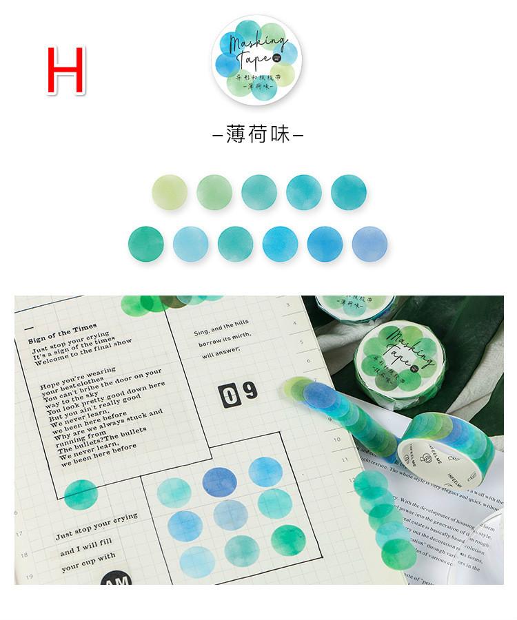 1Roll School Office Supply Colorful Dots Masking Tapes Journal Student Notebook Stickers Kids DIY Decorative Diary Scrapbooking