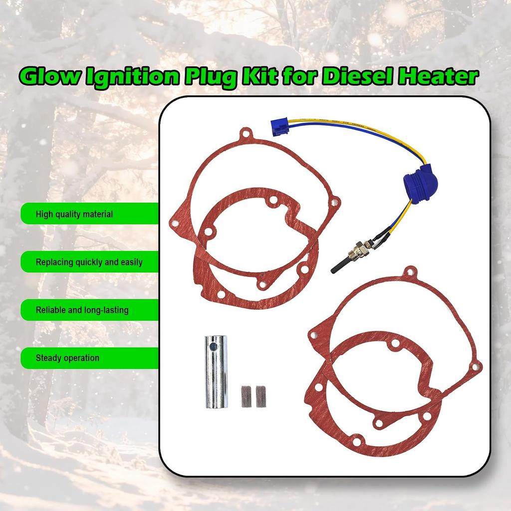Glow Plug Repair Kit, Ceramic Glow Plug & Gaskets for 12V/24V/110V Diesel Heater, Diesel Heater Repair Kit Compatible with RV Car Truck Boat Camper