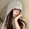 Hollow Out Knit Cap Beanies Ethnic Style Hat Fashion Hollow Pearl Tassels Knitted Hat  Girls