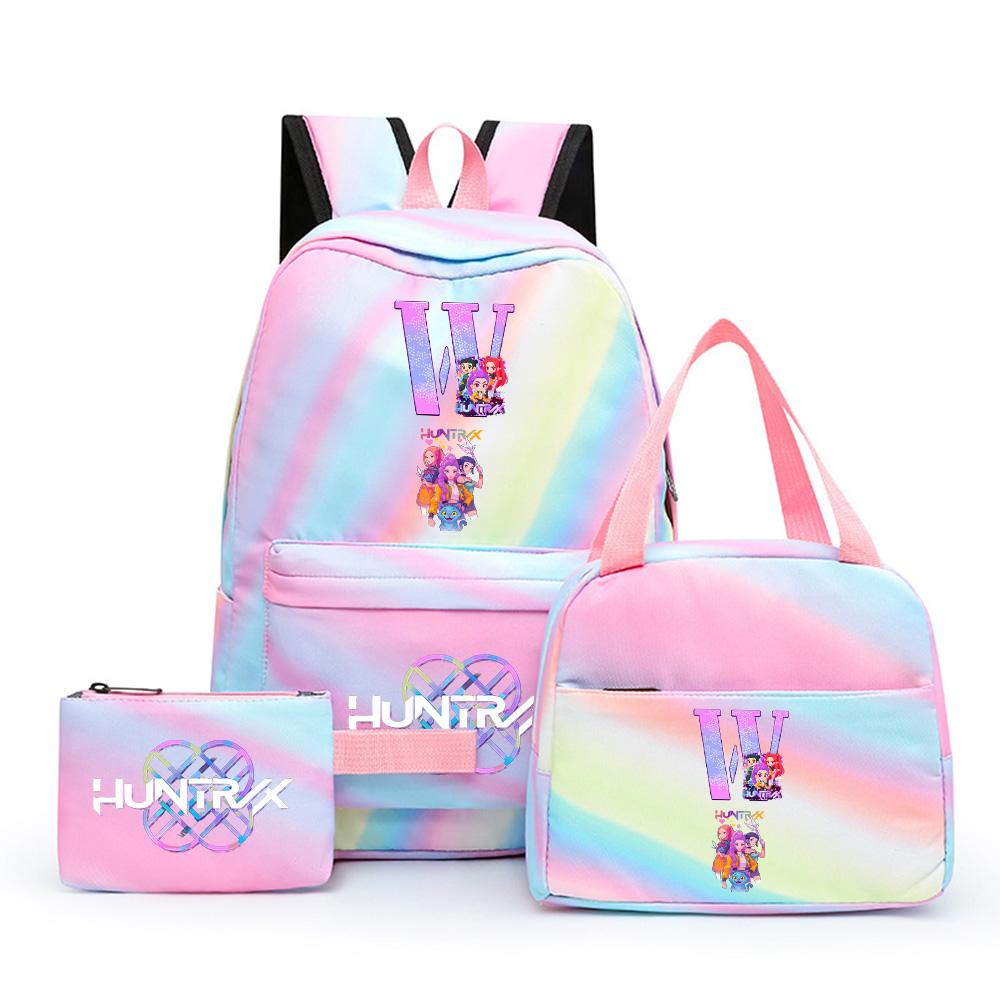 3Pcs/set Anime Cartoon A-Z Letter Printed Backpack with Shoulder Bag Pengcil Case for Teenager Girl Boy Back To School Bookbag
