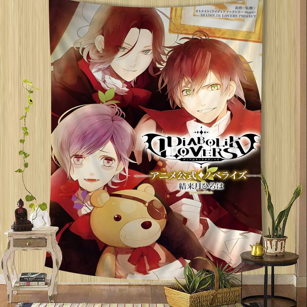 

Видеоигра DDiabolik LLovers Красочный Гобелен Настенное Полотно Подвесной Таро Хиппи Настенные Ковры Комнатное Искусство Домашний Декор 74x94cm(29x37in)
