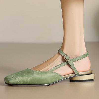 Casual Women's Sandals Summer Shoes 2024 Strap Low Heels Mules Footwear Shoes Girls Comfortable Square Close Toe Party Shoes