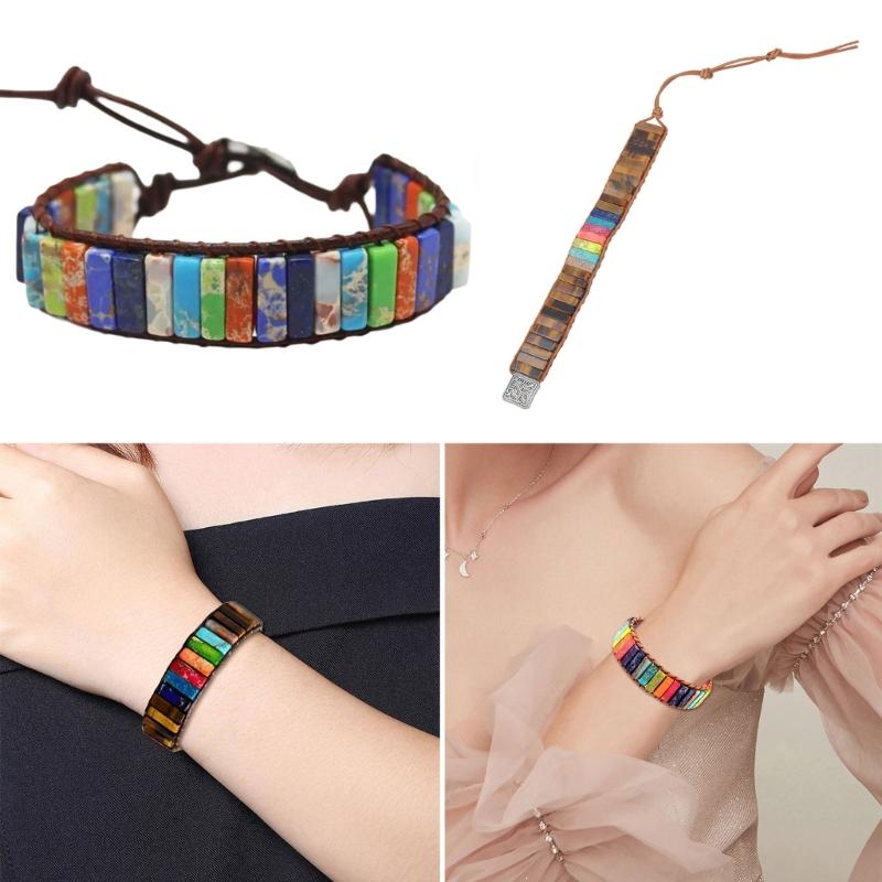 Bohemian Style Handmade Bracelet Colorful Round/Square Clasp Handchain Comfortable Wear Wristband for Fashionable Women