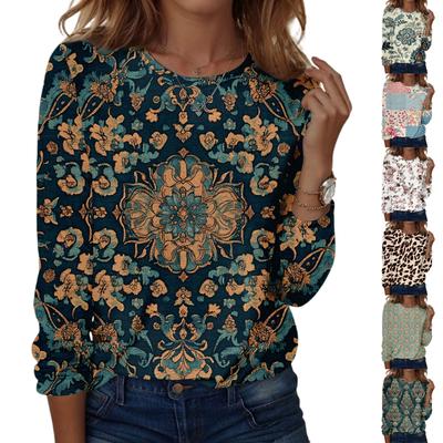 Langarmshirts für Damen, niedlicher Aufdruck, Grafik-T-Shirts, Blusen, lässig, Übergröße, Basic-Tops, Pullover
