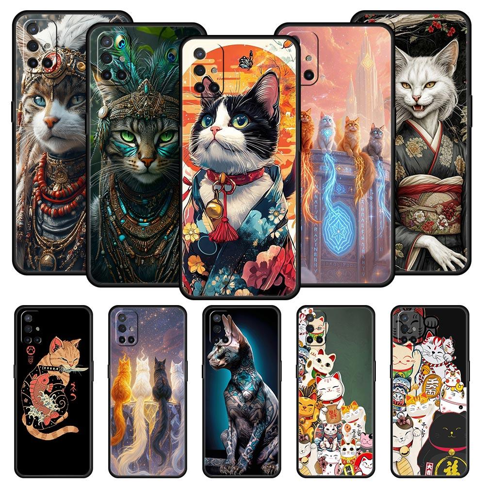 Phone Case For Oneplus 13R 12R 10R 13 12 11 10T Nord N100 N10 Z N30 CE 3 2 2T Pro Lite 5G Soft TPU Cover Animal Cat Tattoo Capas