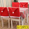 6/10 Stück Weihnachts-Stuhlhussen Rot Vlies Stuhlhussen Weihnachten Tischdekoration Esszimmerstuhlhussen Weihnachtsfeier Partyzubehör