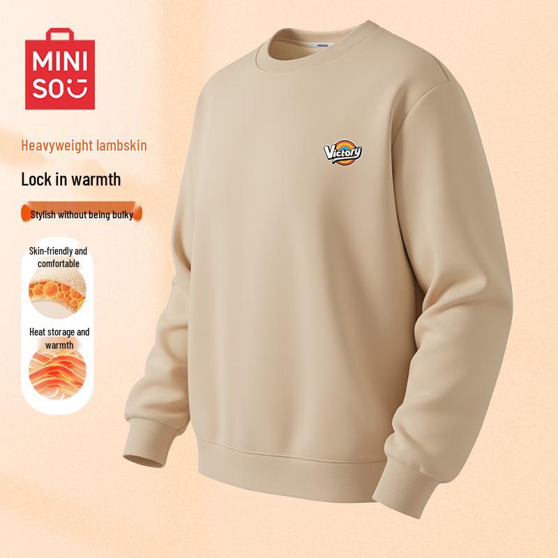 MINISO Men's Fleece Lined Crewneck Sweatshirt