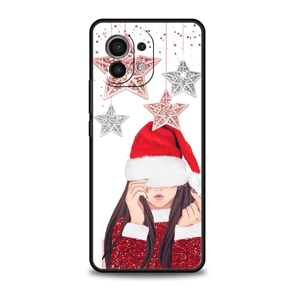 Phone Case For Xiaomi Mi 14 13 12 11 Lite 13T 12T 11x 11T 10T Pro 9T Note 10 Lite Silicone Black Cover Christmas Graphic Printed