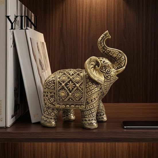 Office Desk Decoration Elephant Figurine, Luck Charm Sculpture, Versatile Indoor Outdoor Decor for Good Home Car Tabletop Entryway Living Room Office,