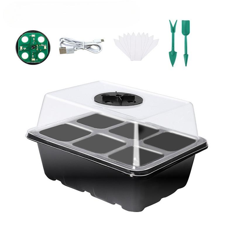 Disco Iniciador de Sementes com Lâmpada de Crescimento, Kits de Germinação de Sementes, com Cúpula de Umidade Ajustável, Disco Iniciador de Mudas com Tampa Elevatória