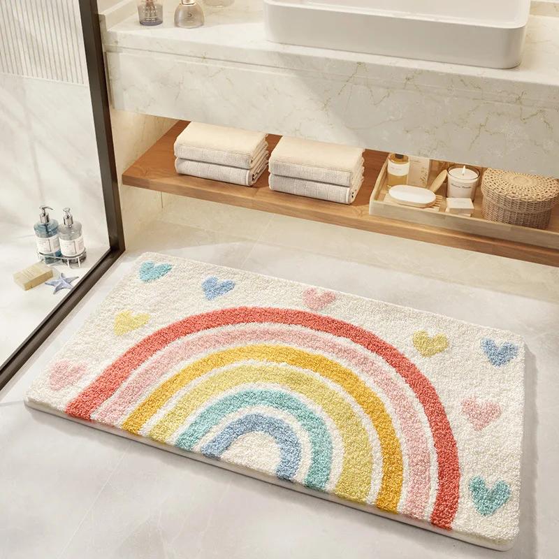High Quality Microfiber Flocked Bath Mat Bathroom Decorative Floor Mat Super Absorbent Non-slip Bathroom Rug 50x80/50x100CM