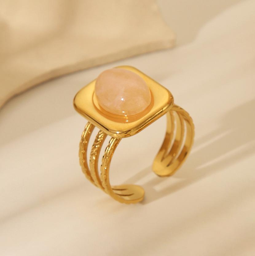 Inel deschis contemporan european și american din oțel inoxidabil placat cu aur de 18k pentru femei - Bijuterii versatile, elegante cu personalitate