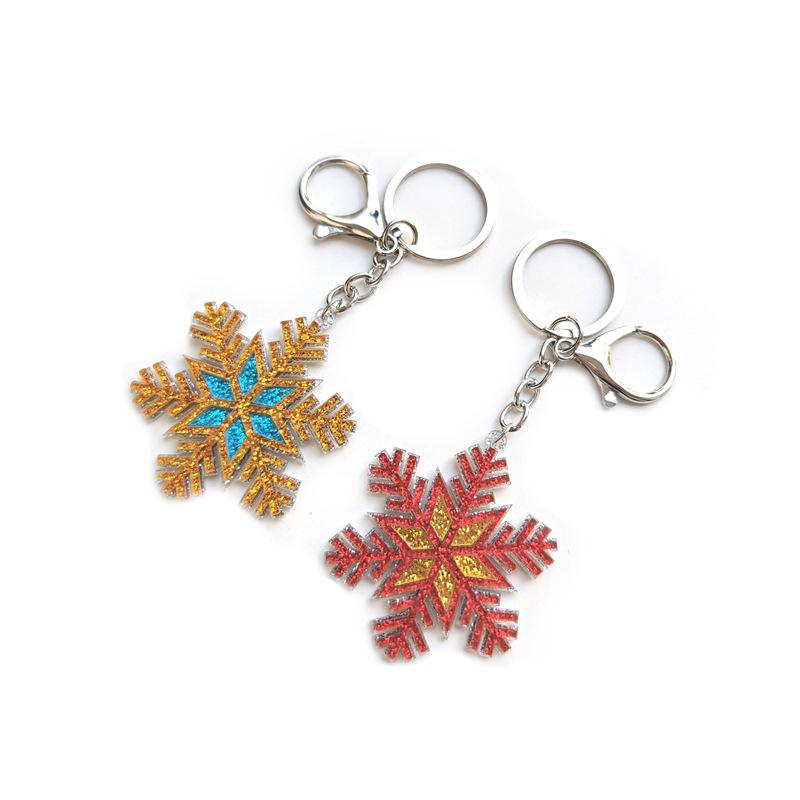 Personalized Acrylic Snowflake Charm Keychain Ornament for Women