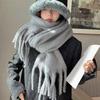 Women Winter Scarf Solid Color Lightweight Soft Warm Scarf with Tassel Trim Cold Weather Imitation Cashmere Scarf