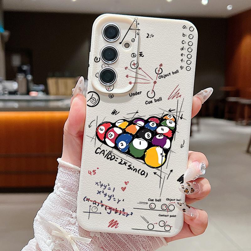 

Цветной бильярдный принт матовый тонкий чехол из ТПУ для Samsung S25 Ultra S24 FE S23 A16 A15 A56 A55 A36 A35 кожаная текстура мягкий противоударный чехол для телефона Samsung A52 / A52S белый/бежевый
